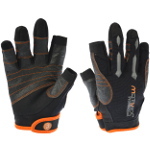 MOTIVEX® Professional Segelhandschuhe schwarz/orange Rückseite Elasthan, beschichtete Handflächen, 2 Finger geschnitten, verstärkte Finger, Größen L
