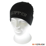 Motivex Mütze Aufschrift Skipper, Beanie Aus Polartec Micro Fleece Farbe: Schwarz Grösse S M
